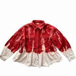 Plus Size Jacket Spring 1X Shacket Boho Oversized Large Ombre XL Tie dye 2X